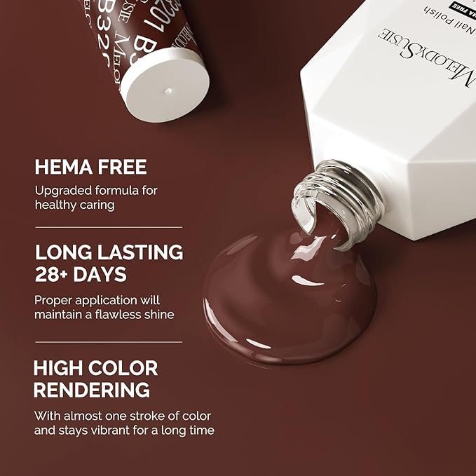 MelodySusie Hema Free Gel Nail Polish, 0.5 Fl Oz Thick Red Walnut Brown Gel Polish, Non-Toxic, Long Lasting, Soak Off UV Nail Polish, Manicure Nail Design Salon DIY Nail Art at Home B3201