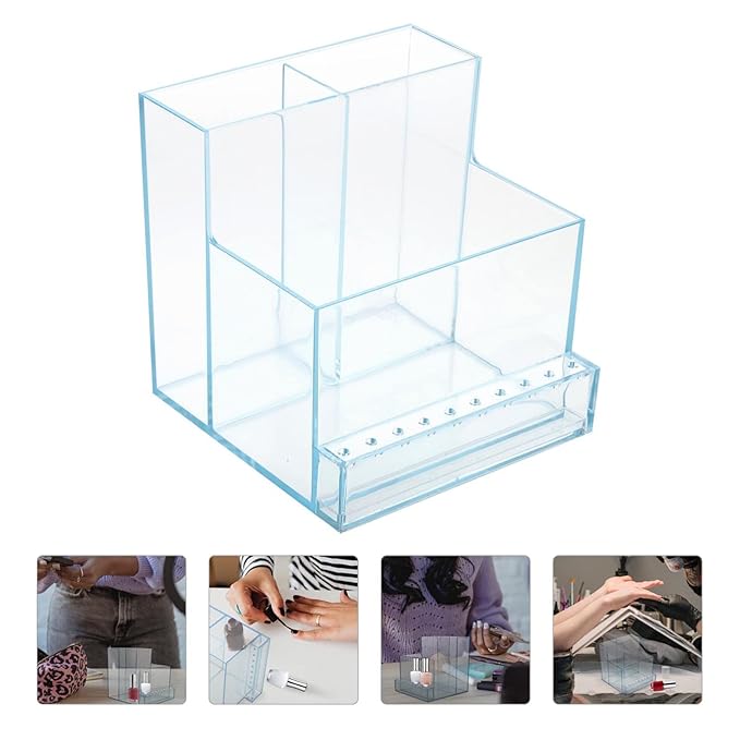 1pc Polishes Grinding Stand Oils Makeup Holder Professional Head Container Nail Socket Women Bits Proof Clear Rack Supplies Salon Tools Bit Display Organizers Tool