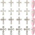 CRASPIRE 80Pcs Cross Nail Charms 3D Y2K 4 Styles Luxury Nail Gems Set Metal Alloy Rhinestone Flat Gothic Vintage Punk Studs Decor for Women Nail Art Crafts DIY Jewelry Christmas Decorations Cellphone