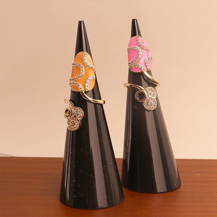 Jean Beau Finger Nail Ring for Women Teen Art Rhinestones Finger Tip Rings Gold Metal Nail Decoration Nail Protect Fashion Jewelry Gift