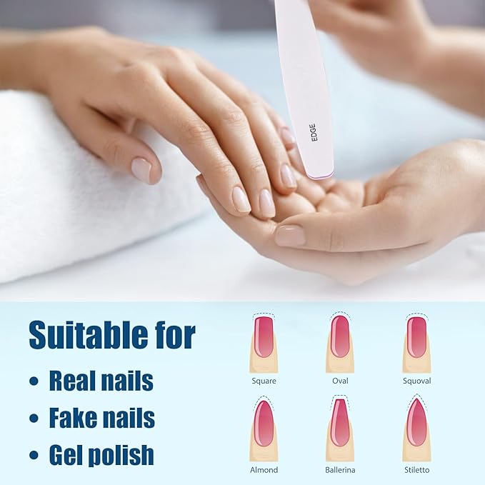 MORGLES Nail File Buffer, Professional 12 Pcs Emory Nail File and Buffer for Acrylic/Natural/Gel Nails (100/150/180/220/240/280/1000/4000 Grit)