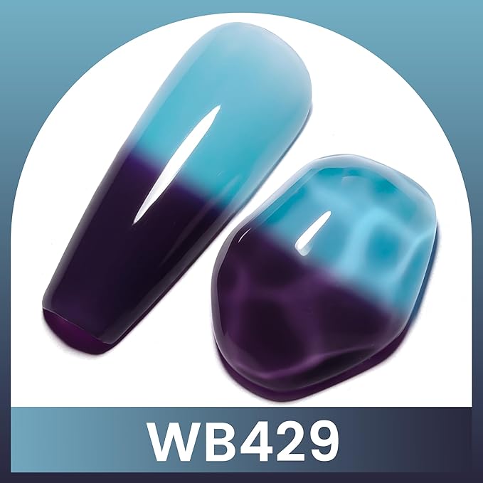 YTD Likomey Color Changing Gel Nail Polish,15ml Blue To Deep Purple Mood Temperature Change Colors Fall Winter Thermal Ombre Manicure UV Varnish,WB429