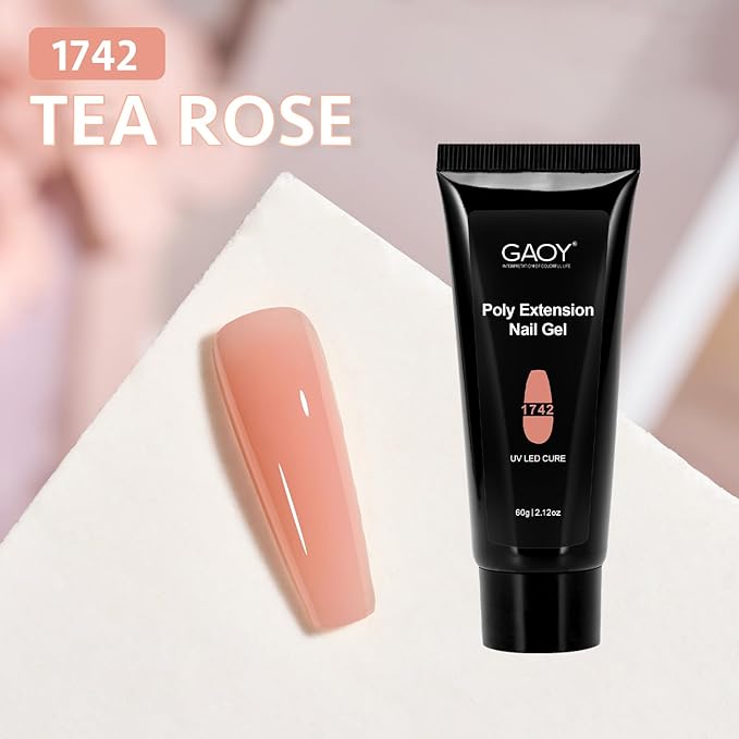 GAOY Poly Gel, 60g Nail Extension Gel, Tea Rose Builder Enhancement for Beginner & Professional Nail Art Salon DIY at Home
