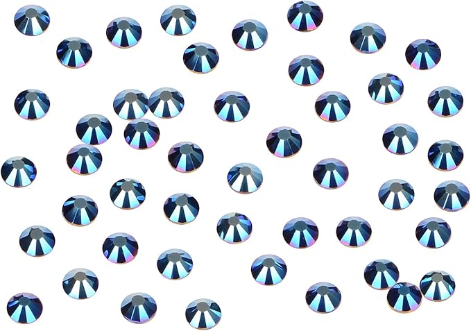 2880PCS Art Nail Rhinestones Non Hotfix Glue Fix Round Crystals Glass Flatback for DIY Jewelry Making with one Picking Pen (ss4 2880pcs, Mine Blue)