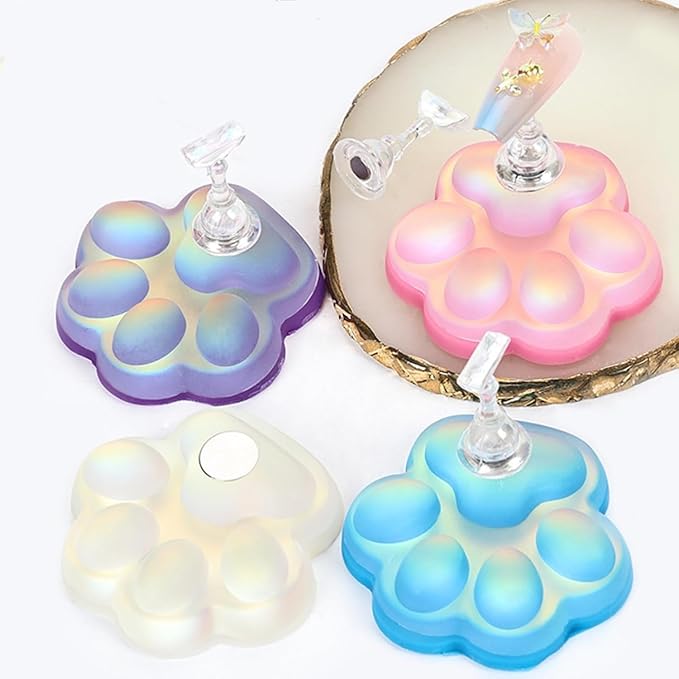 4pcs Nail Stand for Press Ons, Cat Claw Magnetic Acrylic Nail Art Display Stand Practice Holder, Training Fingernail Display Stands, Salon DIY Manicure Tools, Wholesale Business