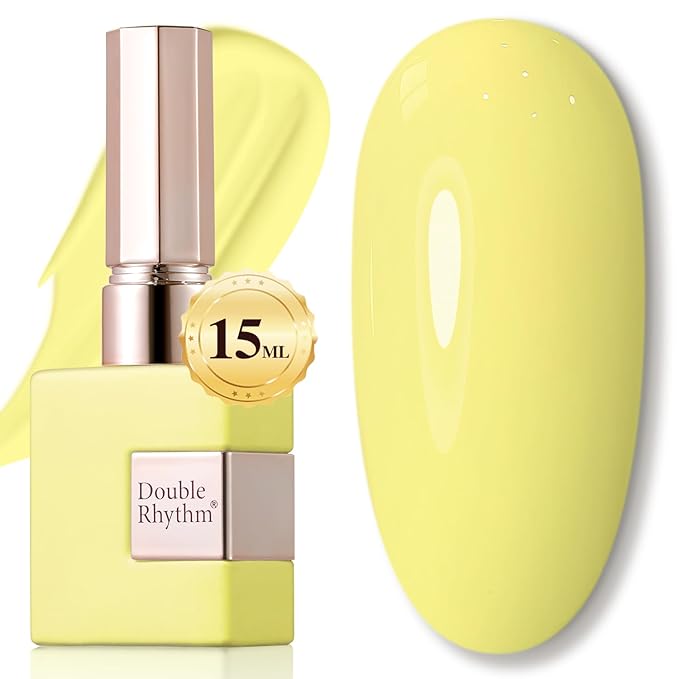 Double Rhythm 15ML Gel Nail Polish Pure Sheer Same Color Same Bottle Soak Off Gel Polish Art Manicure Salon DIY at Home for Women (Light Yellow-A1395)