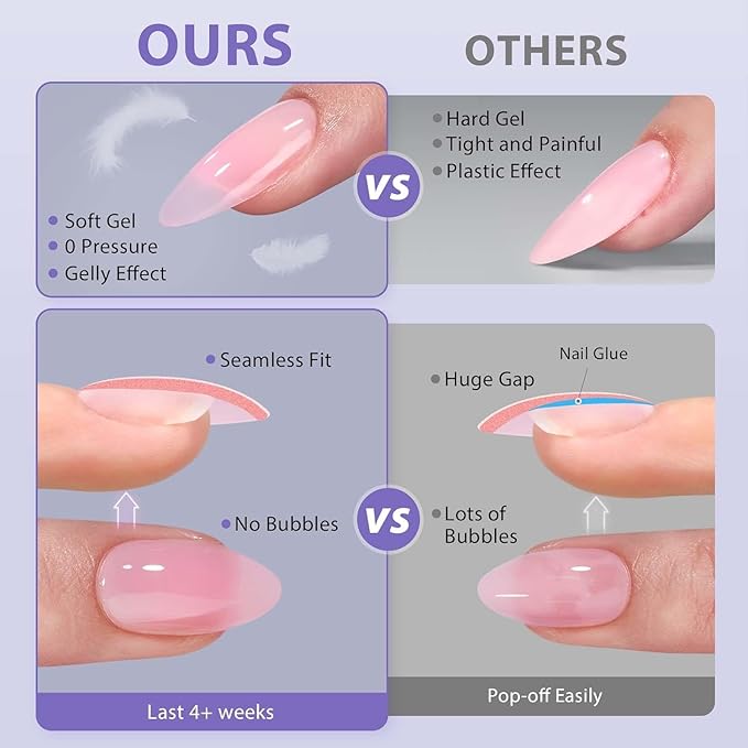 BTArtbox XCOATTIPS Natural Nail Tips Matte- Extra Short Almond Press On Nails Pink, Long Lasting Soft Gel Nails False Nail, Soak Off Acrylic Fake Nails Extensions for Nail Art DIY