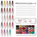 24 Colors Sponge Pat Paint Nail Gel, Pat Painting Gel Polish for Drawing Striper Liner Floral Ombre Blush Blooming Aura Nails Art DIY, UV/LED Cured, No Wipe, 100 Sponges Grabber Pen(24 Colors B)