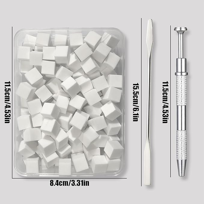 100pcs Nail Sponges for Ombre,Ombre Nail Brush With Grabbing Pen and Stainless Steel Mixing Stick,Soft Nail Art Sponges,Nail Design Tools for Professional and Beginner Manicure Salon (White)