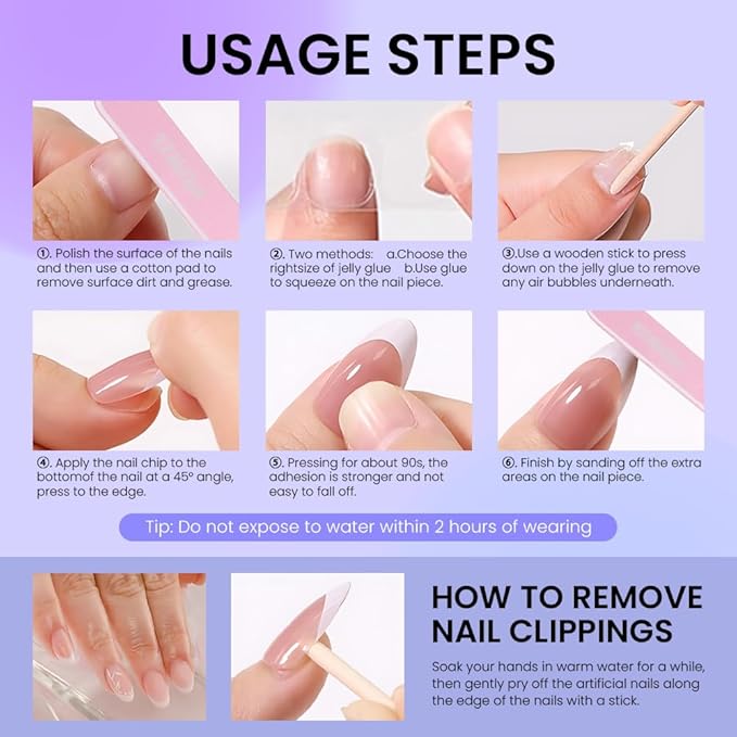 Nude Brown Jelly Press On Nails Short Almond, Glossy Design Acrylic Fake Nails with Full Cover Stick on Nails,Reusable Glue-On Stickers for Fashion False Nails for Women Gift