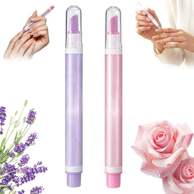 2 Packs 2-in-1 Cuticle Oil Pusher Pen, 2026 New Ceramic Cuticle Pusher & Oil Pen, Nail Care Pen for Hangnails, Dry & Damaged Nails, Moisturize Strengthen Brighten Nails Care (Purple+Pink)
