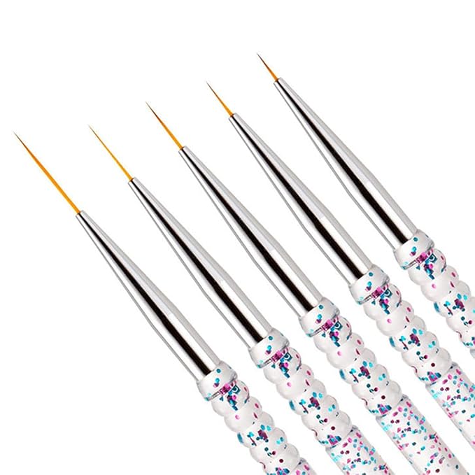 Nail Dotting Tools Kit - 10 Pcs, 5 Double-end Tools, 5 Nail Liner Brushes