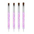 4Pcs Professional Nail Art Brushes Set,French Tip Brush & Nail Polish Clean Up Brush,10#/12#/14#/16# Sizes with Dotting Tool for Manicure Cuticle Detail Designs