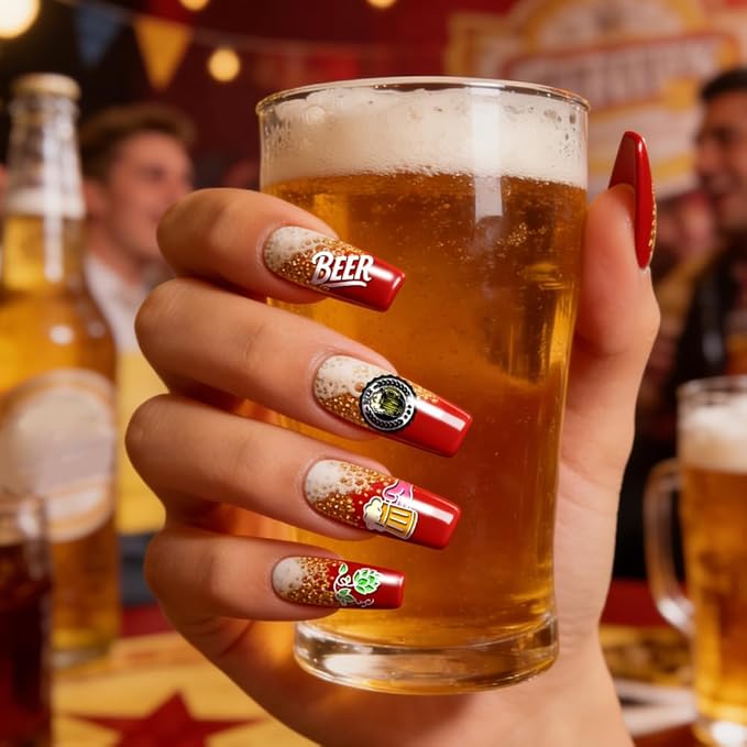 PH PandaHall 3pcs Beer Nail Stamping Plates Oktoberfest Nails Art Templates Bread Malt Nails Art Stencils Numbers Textures Nails Image Plates for Women DIY Celebrations Holiday Manicure Salon Print