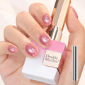 Double Rhythm 15ML Jelly Glass Cat Eye Gel Polish with Magnet Holographic Glitter Shimmer Translucent Sheer Color Salon Soak Off Magnetic Nail at Home (Light Pink-MC1226)