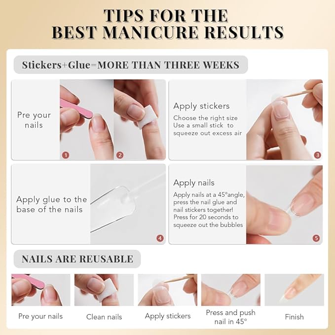 evpct French Tip Press on Nails Medium Almond, Nude + Pink Tips, 3D Fake Nails Kit with 3D Fruits Designs, Berry & Strawberry & Orange & Grape, Stick on Nails with Nail Kit, Reusable Stick on Nail Kit