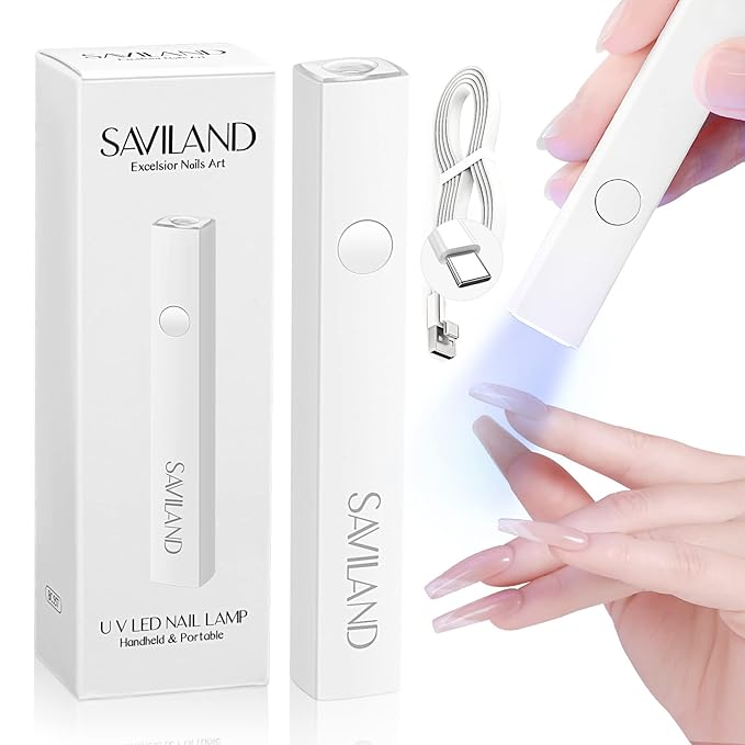 SAVILAND UV Light for Nails: Handheld Gel Lamp for Gel Nails Flash Cure Lamp for LED Nail Lamp Portable Mini Nail Dryer Polish Nail Glue USB Flash Cure Light Home DIY Manicure Art