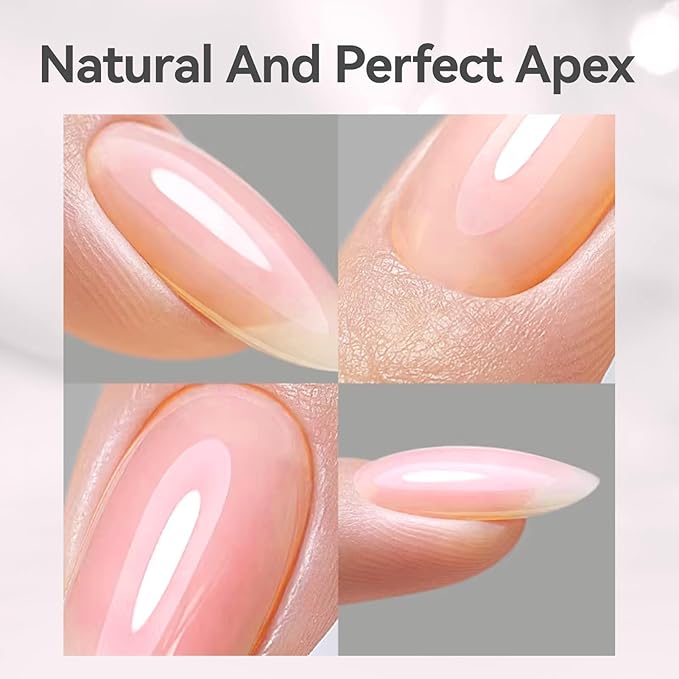 Born Pretty Builder Gel for Nails, 8-in-1 Milky Nude Natural Clear Builder Nail Gel for Apex and Extension Strengthener, Nail GLue Hard Gel Base Rhinestone Glue in a Bottle 15ml