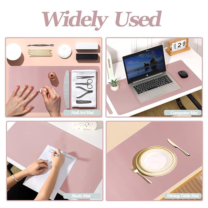 Nail Art Table Mat,2 PCS Nude Pink Fordable Soft Microfiber PU Leather Nail Mats, Nail Arm Rest Pad for Acrylic Nails,Manicure Pads Desk Mat for Nail Tech Must Haves Salon Home Nail Supplies