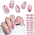 Arte Clavo Semi Cured Gel Nail Strips, Magenta Line, Glitter, 20pcs Gel Nail Strips Work with Any UV Lamp, Salon Quality UV Nails Stickers, Easy to Apply for Home Nails DIY