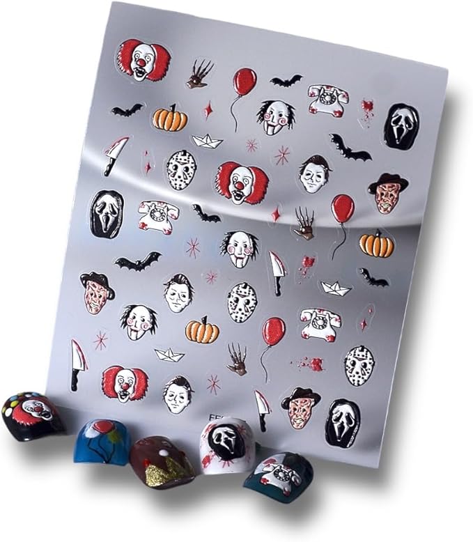KOZUKI Anime Brand 5D Waterproof Halloween, Anime Nail Stickers Decals (Killer)