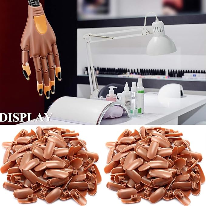 AKOAK 100 Pcs Acrylic Nail Practice Fingers, Replacement Patch Head, Flexible Nail Training Fake Nail Head Hand Practice Fake Nail Hand Nail Display Nail Supplies DIY Nail practice
