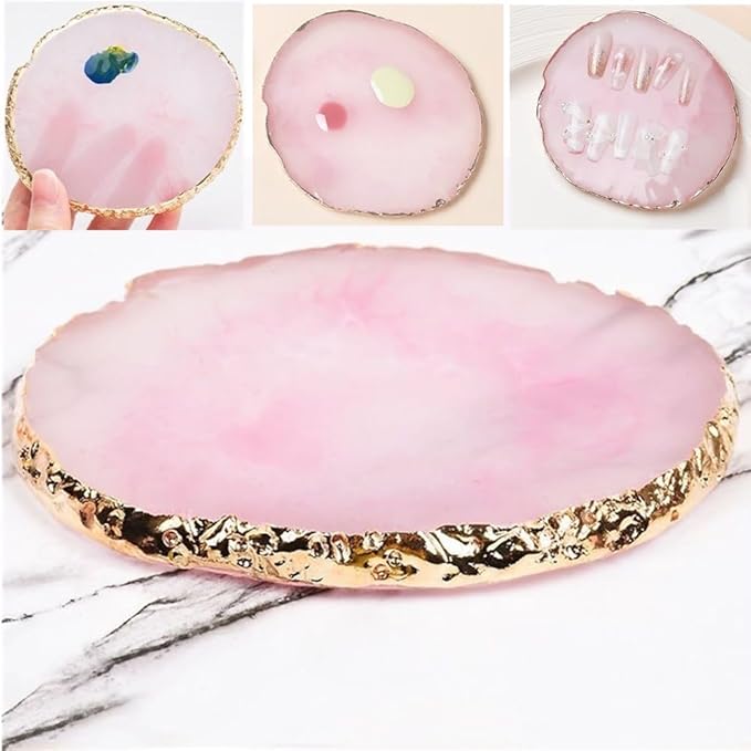 Resin Nail Art Palette and UV Gel Gradient Sponges Pens with 4 Pcs Replacement Head, Nail Sponges for Ombre Double Head Brush for Nail Art Manicure DIY Tools(Pink)