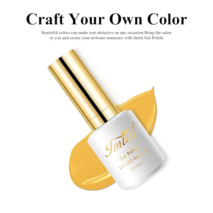 Imtiti Warm Yellow Gel Polish, 0.5 oz Autumn Winter Gel Nail Polish Kit for Women Girls - DIY Nail Art Manicure Salon