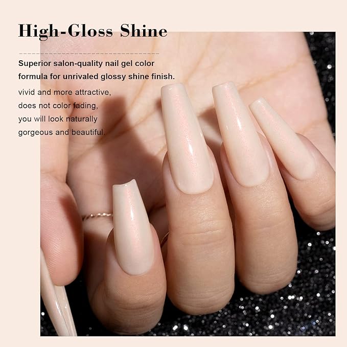 RARJSM Gel Nail Polish Nude Glitter Pale Ivory Sparkle Holographic Rainbow Chunky Red Shimmery Iridescent Jelly Nude Skin Tone Gel Polish Single Bottle Soak off UV LED Cured for Home Salon 15ML