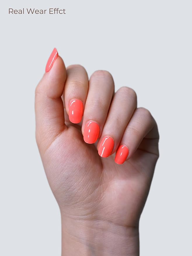 Semi Cured Gel Nail Strips - UV Light Gel Nail Stickers - 20 Long Lasting Salon Quality Wraps (Strawberry Frosting Red)