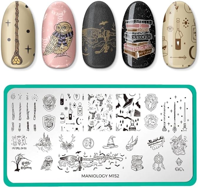 Maniology Sorcery & Spells Nail Stamping Plate Set | Halloween-Themed Designs Bundle for Mystical DIY Manicures – Reusable, Rectangular Stainless Steel Nail Art Templates