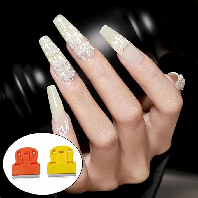 4 Pack Nail Art Plates Razor Blade Scraper Small Stainless Steel Template Cleaning Razor Scraper Glue Remover Tool for Nail Stamping Plates Set Nail Art Stamper Scraper Nail Stamp Plate Kit