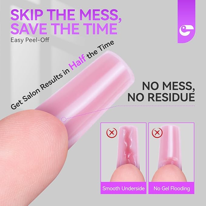 Gelike EC Sandwich Nail Forms for Builder Gel: 2026 New Dual Nail Form No Gel Stacking Warping or Bubbles for Home Extensions Art - 240Pcs 15 Sizes Top & Bottom Molds - Long Coffin