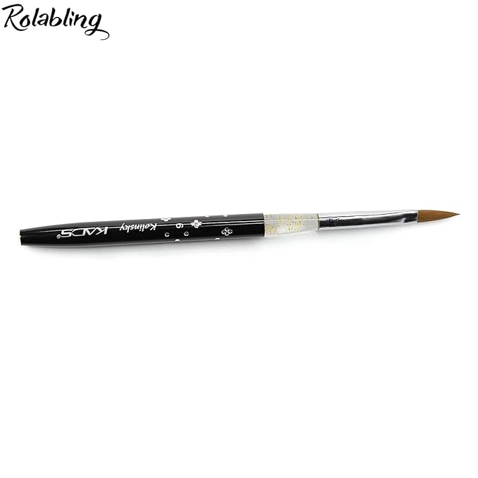 Size 6# Black 100% Kolinsky Sable Acrylic Nail Art Brushes UV Gel Nail Painting Pen Brushes (Size 6)