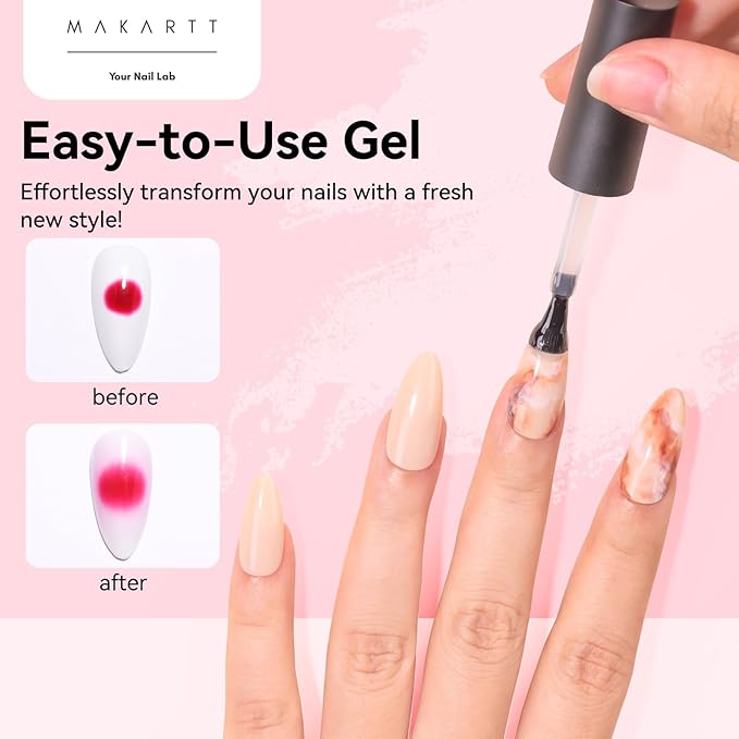 Makartt Blooming Gel-Clear 2 Pcs Blooming Gel Nail Polish Blossom Gels for Spreading Effect, Gels Paint Nail Art Supplies for Easy Marble Watercolor Floral Print Spring Nails DIY Manicure for Women