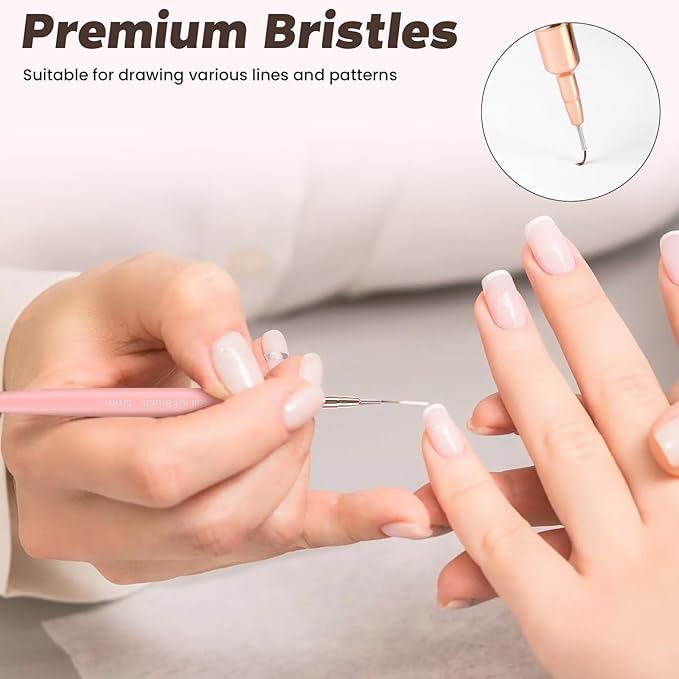 5PCS Nail Art Brushes Set with Pink Leather Case，【Metallic Material】 【Various Size】 【Light Weight】Nail Brush， Nail Brushes for Nail Art，Size：5mm,8mm,12mm,20mm,25mm,Orange