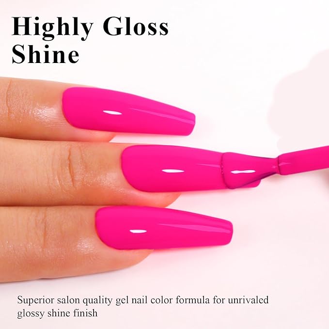 Imtiti Pink Gel Nail Polish, 0.5 Fl Oz Hot Pink Gel Polish Soak Off LED UV Spring Summer DIY Nail Art Starter Manicure Salon
