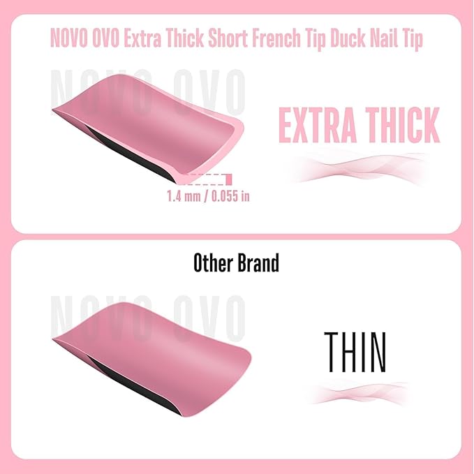 NOVO OVO Halloween Black French Tip Short Duck Nail Tips Press on, BERRY PINK Pre-designed Soft Gel Nail Extension, Extra thick Full Cover Matte Vrial False Nails for Salon DIY x 12 Sizes 240 pcs