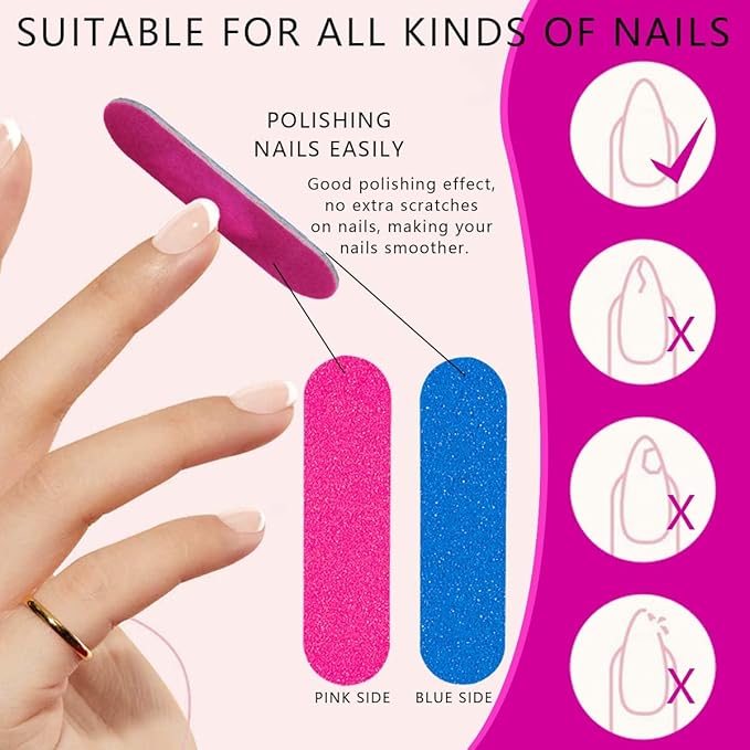 Mini Nail Files Bulk, 200 Pcs Disposable Double Sided Emery Boards Travel Size for Men, Women, Kids (3.3 Inch)
