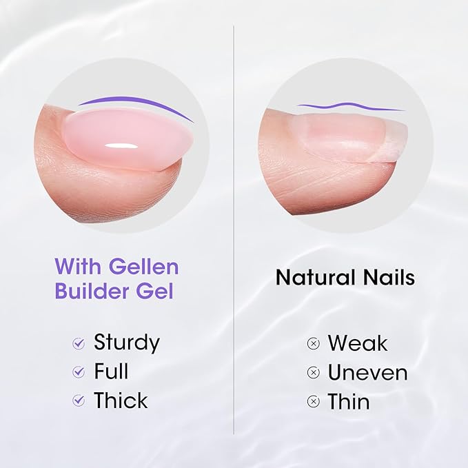 GELLEN 100ml Builder Gel for Nails Nude, Pink Strengthener Gel Color Hard Builder, Nail Apex Building Soak off Long Lasting U V Nail Gel
