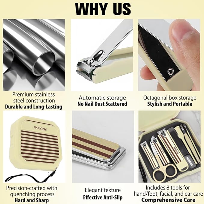 Manicure and Pedicure Kit,Nail Clippers for Women,Travel Gifts for Women,Nail Tools Set 8 in 1,Fingernail Clipper,Manicure Set Men,Gifts Set for Men,Stocking Stuffers for Teen