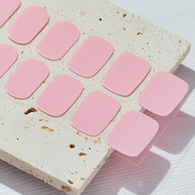 Arte Clavo Semi Cured Gel Nail Strips, 20 Pcs Gel Nail Stickers with UV Light Required, Salon Quality, Long Lasting, Easy Apply and Remove (Baby Pink)