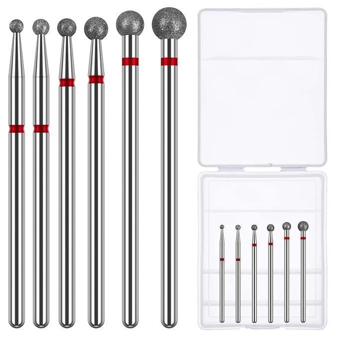 Cuticle Drill Bit,Nail Drill Bits Flame Cuticle Clean Drill Bit for 3/32''Electric Nail File Machine Cuticle Bit Nail Prep Tool (Red-Ball shape)