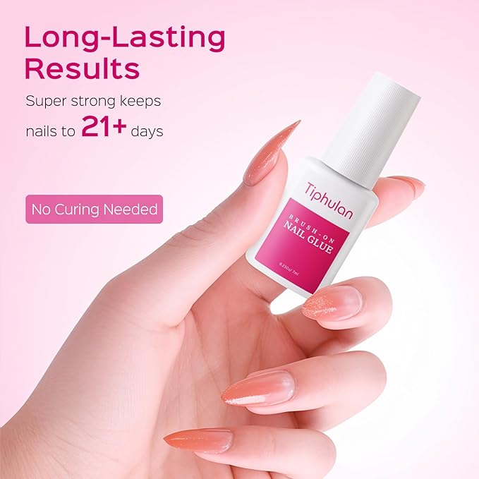 42ml Brush On Nail Glue for Press On, Acrylic Nails - Super Strong, Durable & Long-Lasting, Mess Free, Travel Friendly, 1.38 oz(6PCS)