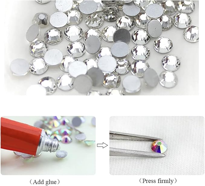 ECYC 144 Pcs 8mm Flatback Crystal Rhinestones, Silver Nail Art Decoration Rhinestones Glitter Glass Gems Stones for DIY Crafts Nails Clothes Shoes Bags Decoration,Rainbow
