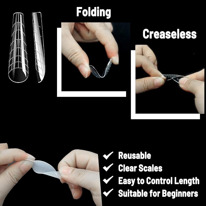 Allstarry 360pcs Nail Dual Forms, Silicone French Nail Forms for Poly Gel Nail Gel Extension Full Cover Acrylic Nail Tips 5 tpye nail form and Silicone Reusable Stickers for Nail Art Design
