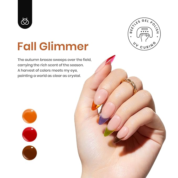 Beetles Christams Gel Polish - Glimmer 6 Colors Jelly Polish Set, Tortoise Brown Red Green Jelly Colors Nail, Soak Off LED UV Curing Manicure Kit Gift for Women