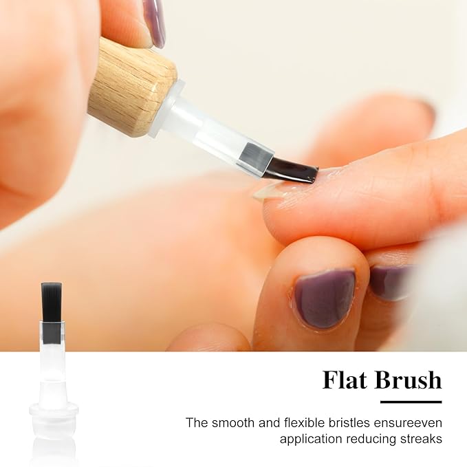 Replacement Nail Polish Brush Kit,Dual-Ended Professional Nail Art Brush for Dip Powder Base Coat,Nail Polish Acrylic Brush with 1Pcs Flat Brush & 1Pcs Pointed Brush and 1Pcs Liner Brush