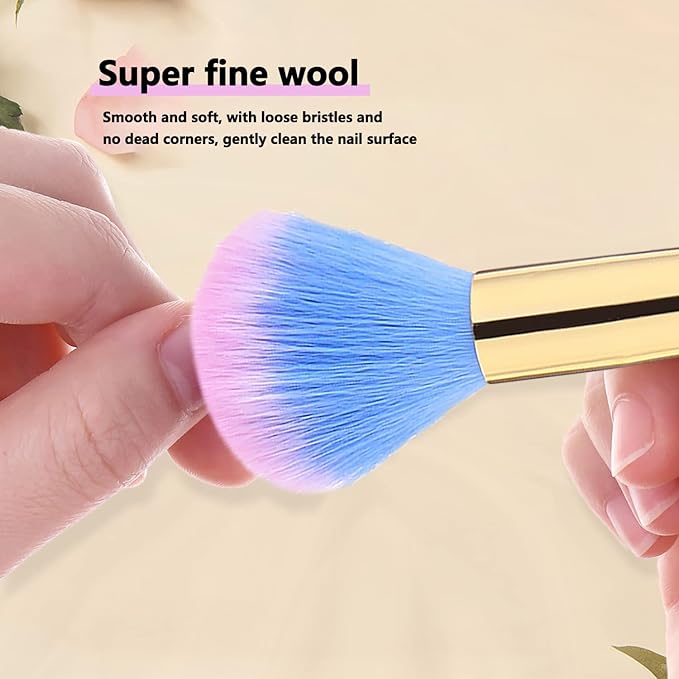 SILPECWEE 1pc Nail Sponges Pen and Nail Dust Brush, Double Ended Nail Polish Brush Ombre Nail Brush Ombre Brush for Gel Nails Nail Art Brushes for Nails Design Tools (Green)