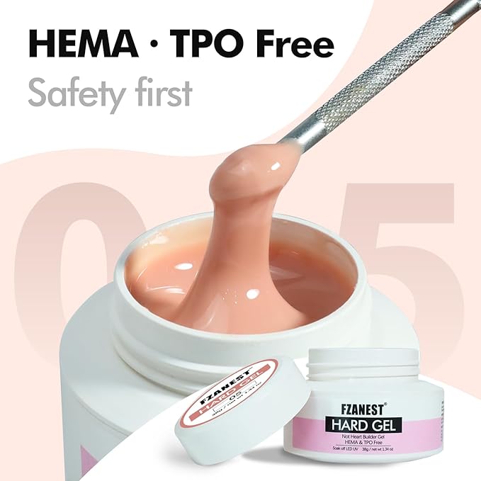 FZANEST Heat-Free Builder Nail Hard Gel For Nails Extension Sculpting Overlay Cool Nude Hema TPO-Free UV LED Gel Soak Off #05